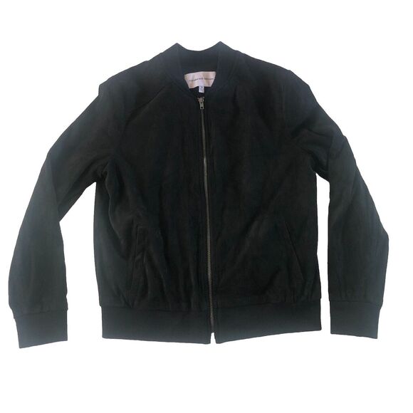 cupcakes and cashmere Faux Suede Black Zip Up Jacket Medium - Picture 1 of 10